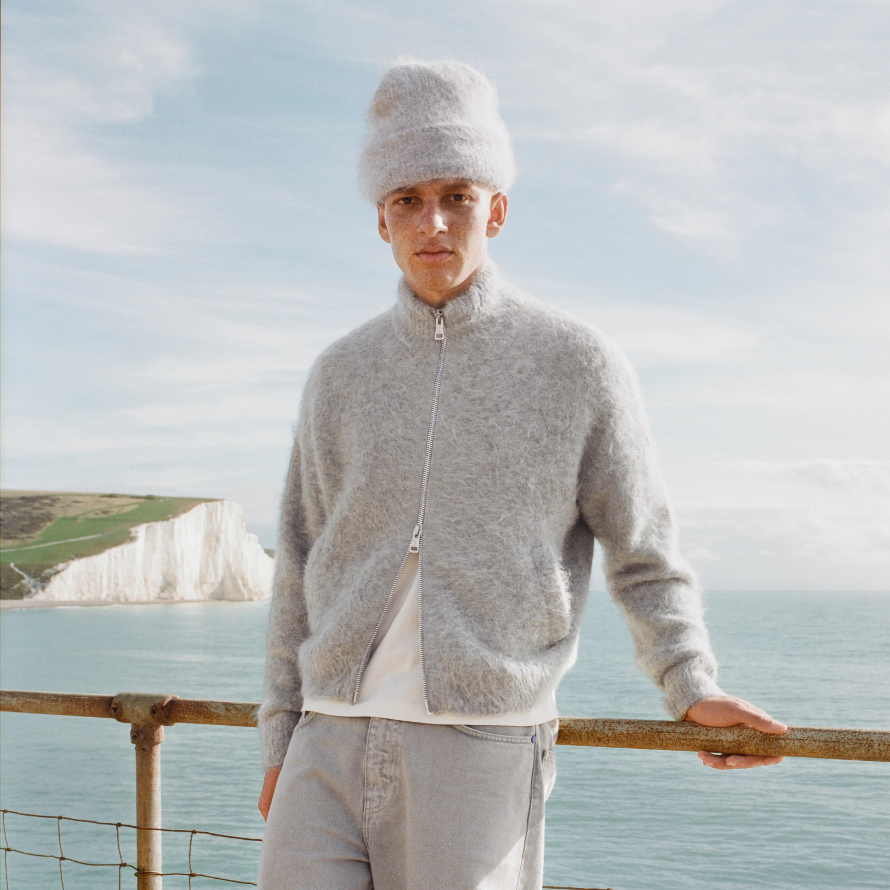 Alpaca Zip Funnel Knit Sweater - Image 5
