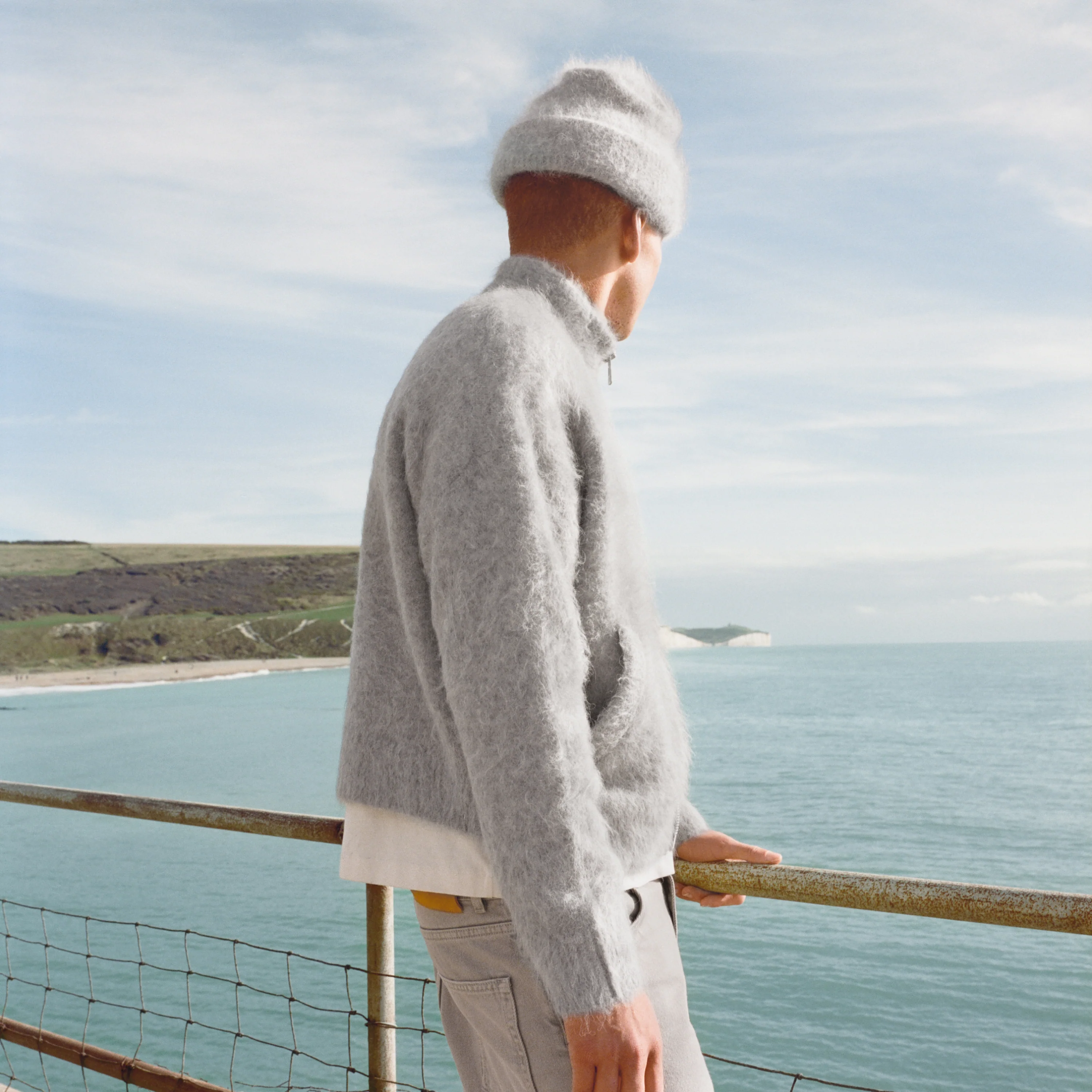 Alpaca Zip Funnel Knit Sweater - Image 6